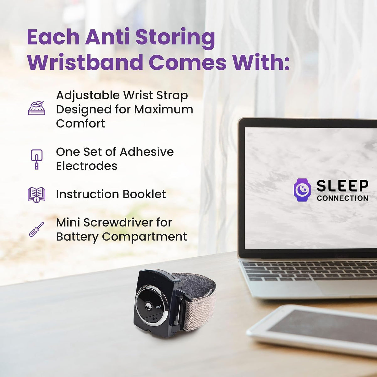 Anti-Snore Wristband - Advanced Anti Snoring Device with Bionic Detection Technology, Adjustable Intensity, Comfortable & Anti Snore Device for Men and Women