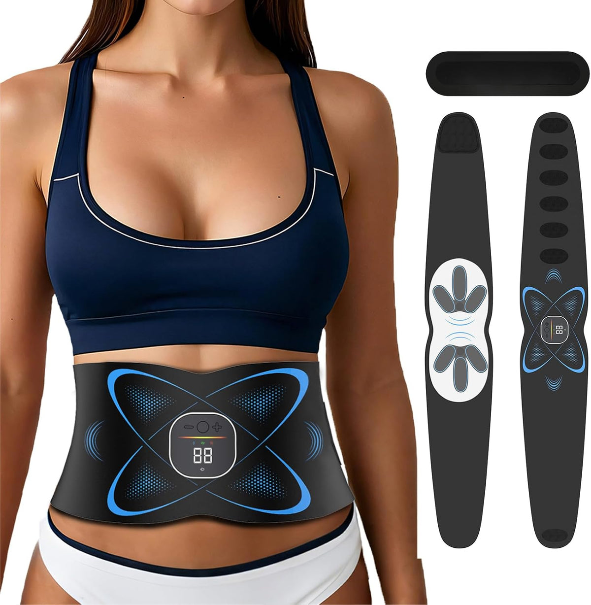 Ab Stimulator Muscle Toner, Abs Stimulator Abdominal Massage Belt Black