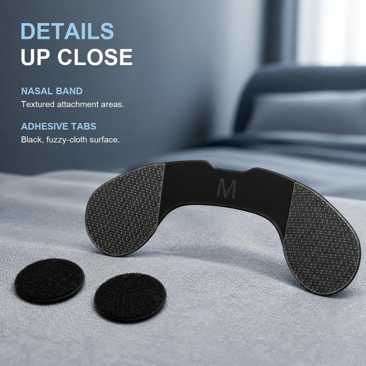Reusable Nasal Strips for Breathing and Snoring, 4 Bands (2 M + 2 L) and 120 Adhesive Tabs, 60 Uses