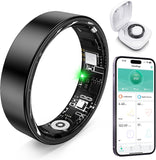 Smart Ring with Sleep Monitoring, Step Counting, Heart Rate, Blood Oxygen for iOS and Android, No Subscription Fee, IP68 Waterproof Health Tracker (Black, 8)
