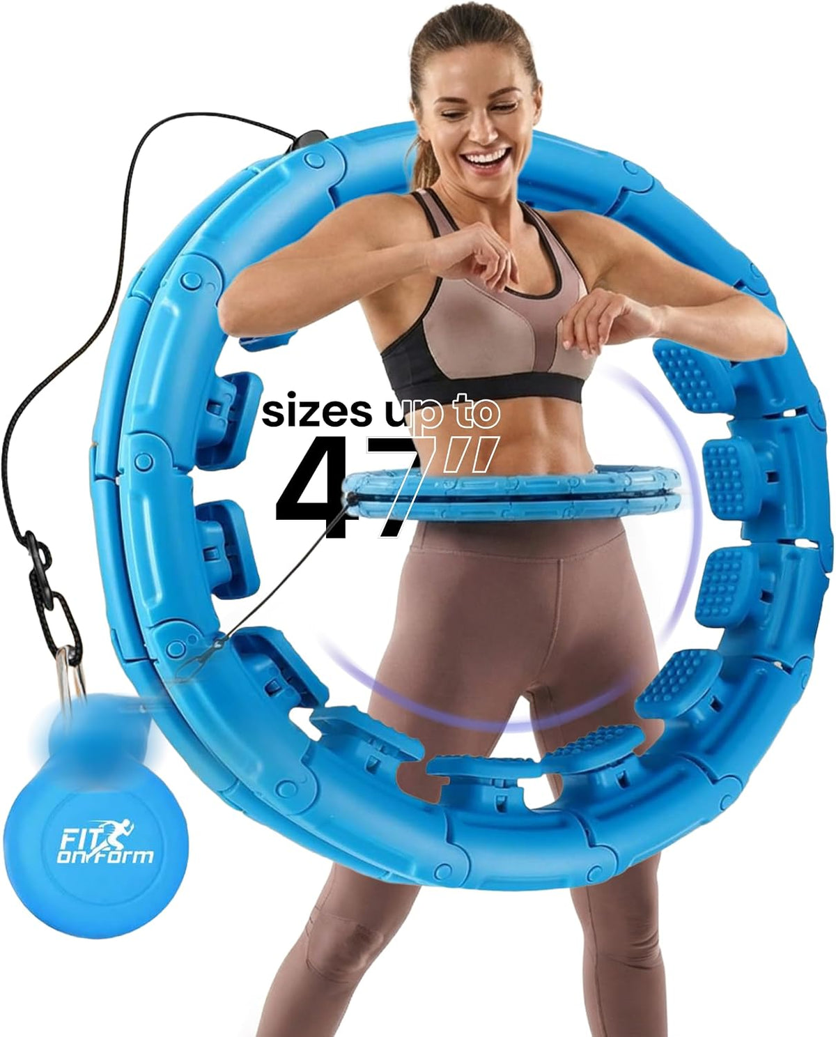 FIT ON Form Infinity Weighted Hula Hoop for Adults Weight Loss, Smart Exercise Hola Circle Hoop for Women Abs Workout