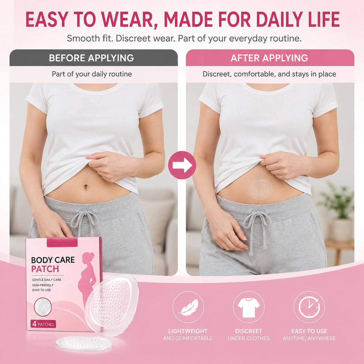 Clear Hydrogel Abdomen Care Patches，8Strips/2Box