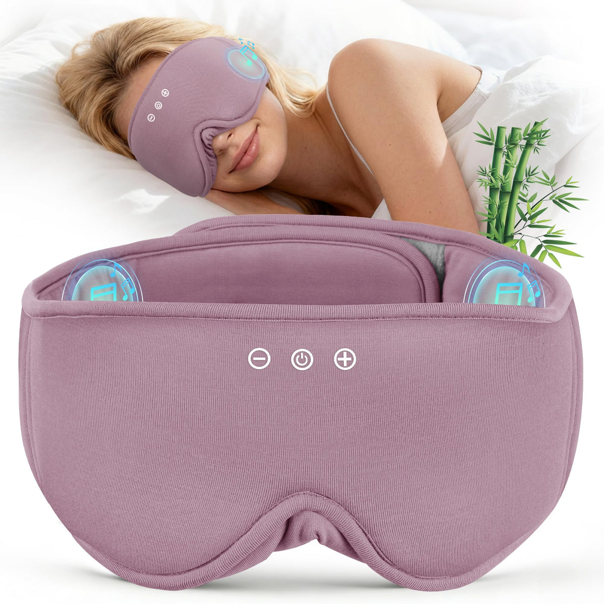 MUSICOZY Bluetooth 5.4 Sleep Headphones, Wireless Eye Mask Bamboo Fiber