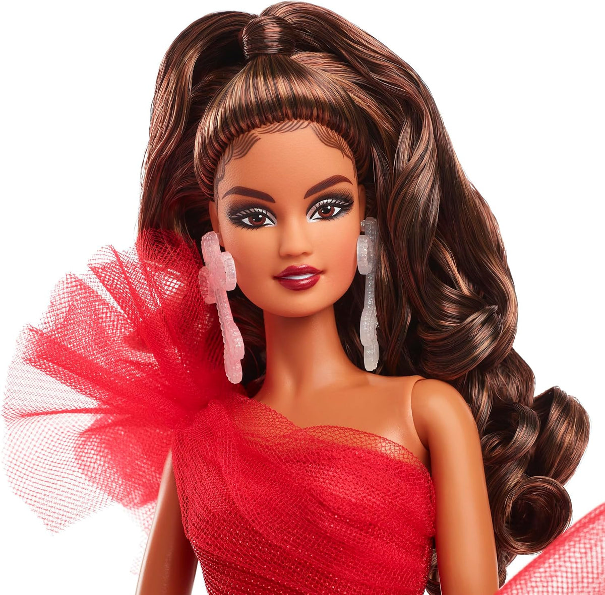 Barbie Signature 2024 Holiday Doll with Light Brown Hair in Plaid Gown, Collectible Toy in Displayable Packaging