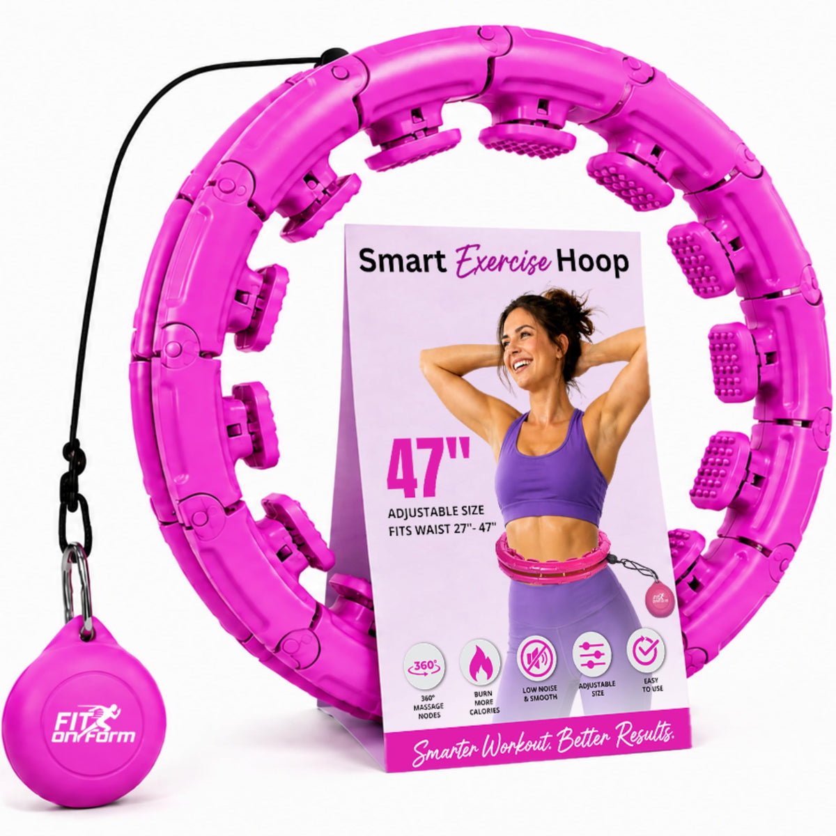 FIT ON Form Infinity Weighted Hula Hoop for Adults Weight Loss, Smart Exercise Hola Circle Hoop for Women Abs Workout
