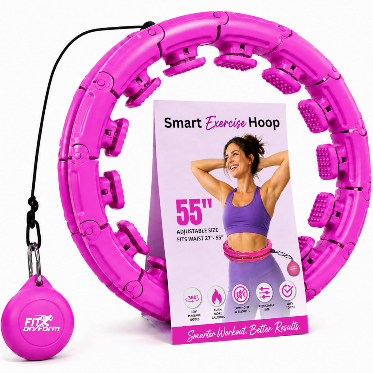 FIT ON Form Infinity Weighted Hula Hoop for Adults Weight Loss, Smart Exercise Hola Circle Hoop for Women Abs Workout