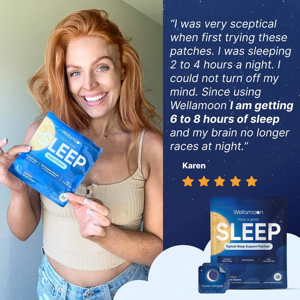 Wellamoon Original Sleep Patches for Adults Extra Strength | Easy-to-Apply Sleep Patch with Melatonin & Valerian | Relax & Wake Up Refreshed | Long-Lasting Night Comfort for Men & Women | 28 Patches