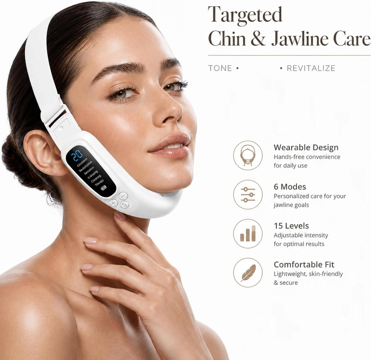 Double Chin & V-Face Device, Electric Double Chin Machine, V Line Device for a More Defined Jawline & Slimmer-Looking Face