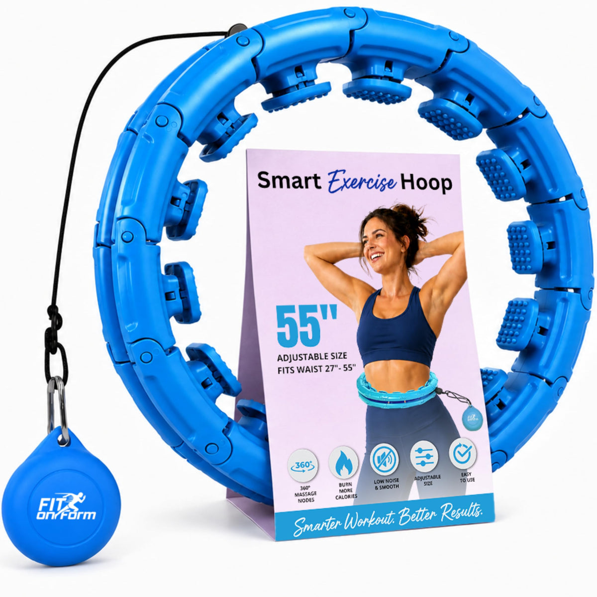FIT ON Form Infinity Weighted Hula Hoop for Adults Weight Loss, Smart Exercise Hola Circle Hoop for Women Abs Workout