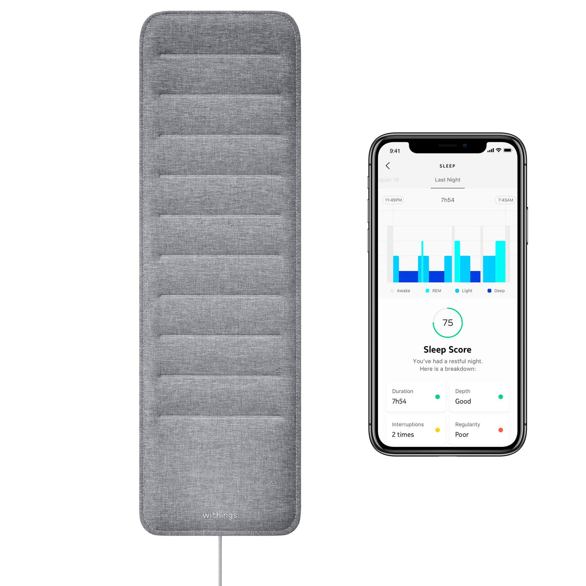 Withings Sleep - Sleep Tracking Pad Under The Mattress With Sleep Cycle