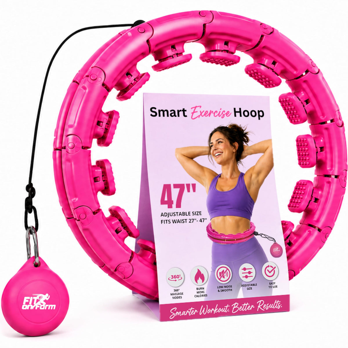 FIT ON Form Infinity Weighted Hula Hoop for Adults Weight Loss, Smart Exercise Hola Circle Hoop for Women Abs Workout
