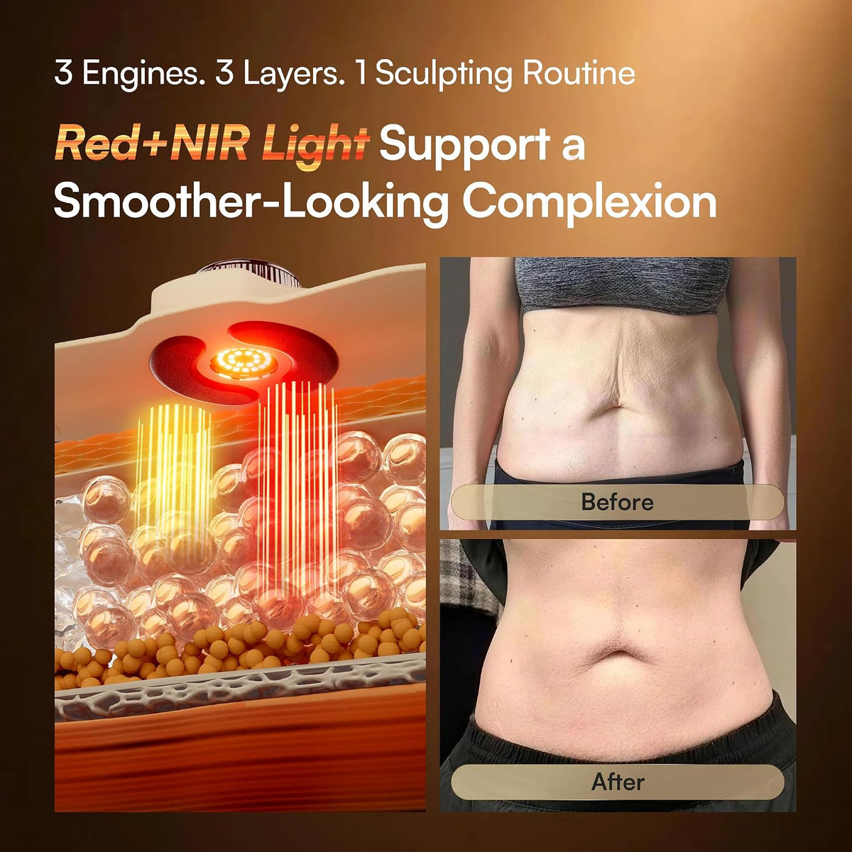 INIA TURBO Ab Vibration Belt for Belly Toning, Waist Trainer for Women Gold