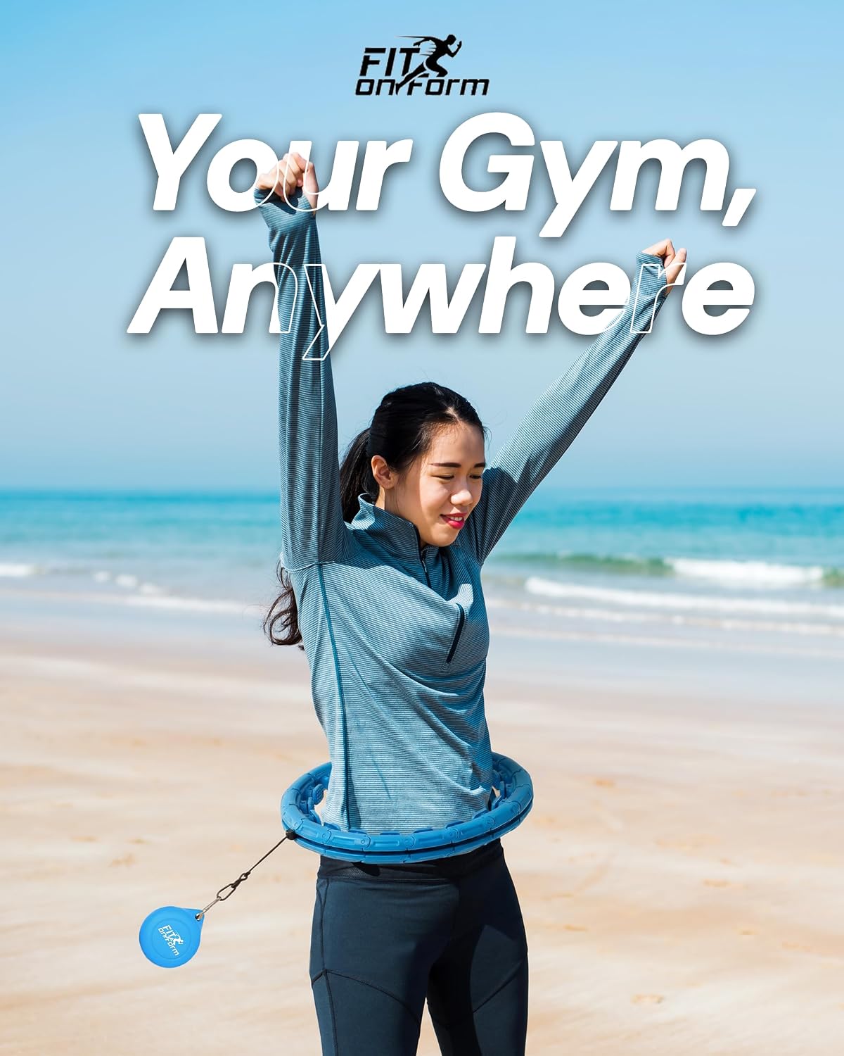 FIT ON Form Infinity Weighted Hula Hoop for Adults Weight Loss, Smart Exercise Hola Circle Hoop for Women Abs Workout