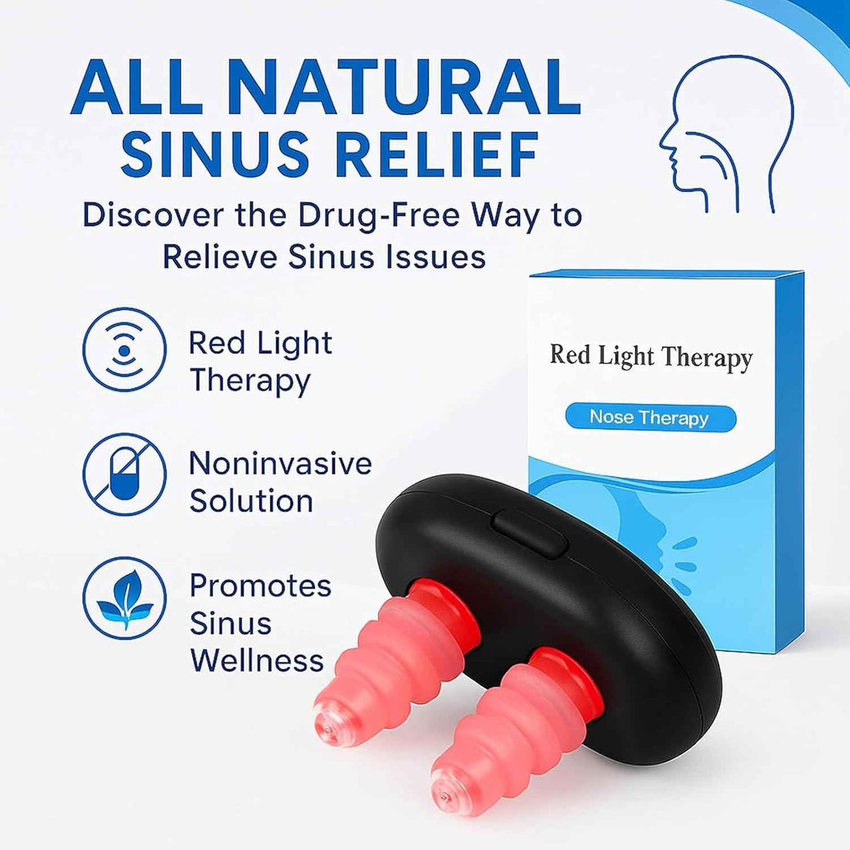 Red Light Nasal Therapy, USB-C Rechargeable Nose Care Device, 3 Modes