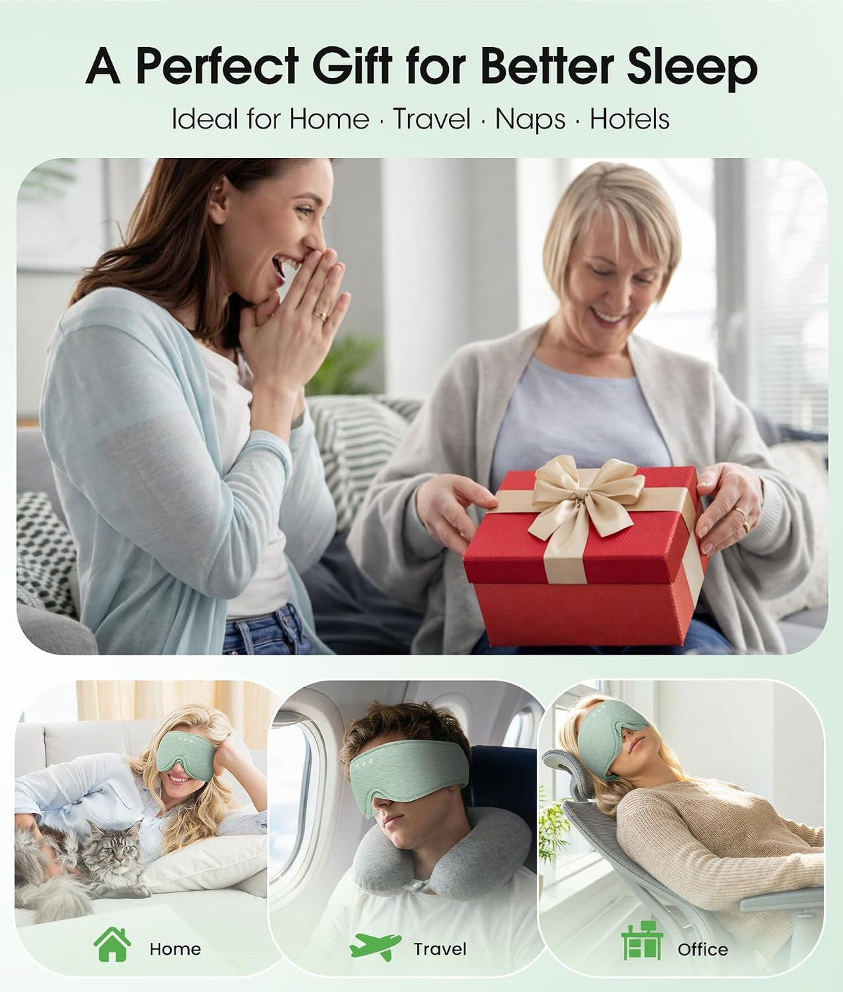 MUSICOZY Bluetooth 5.4 Sleep Headphones, Wireless Eye Mask Bamboo Fiber