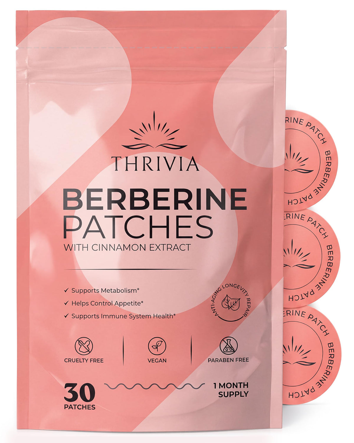 Berberine Patches for Weight Loss & Metabolic Wellness for Women & Men | Patches with L Glutamine, Chromium, Pomegranate and Cinnamon (60 Count)