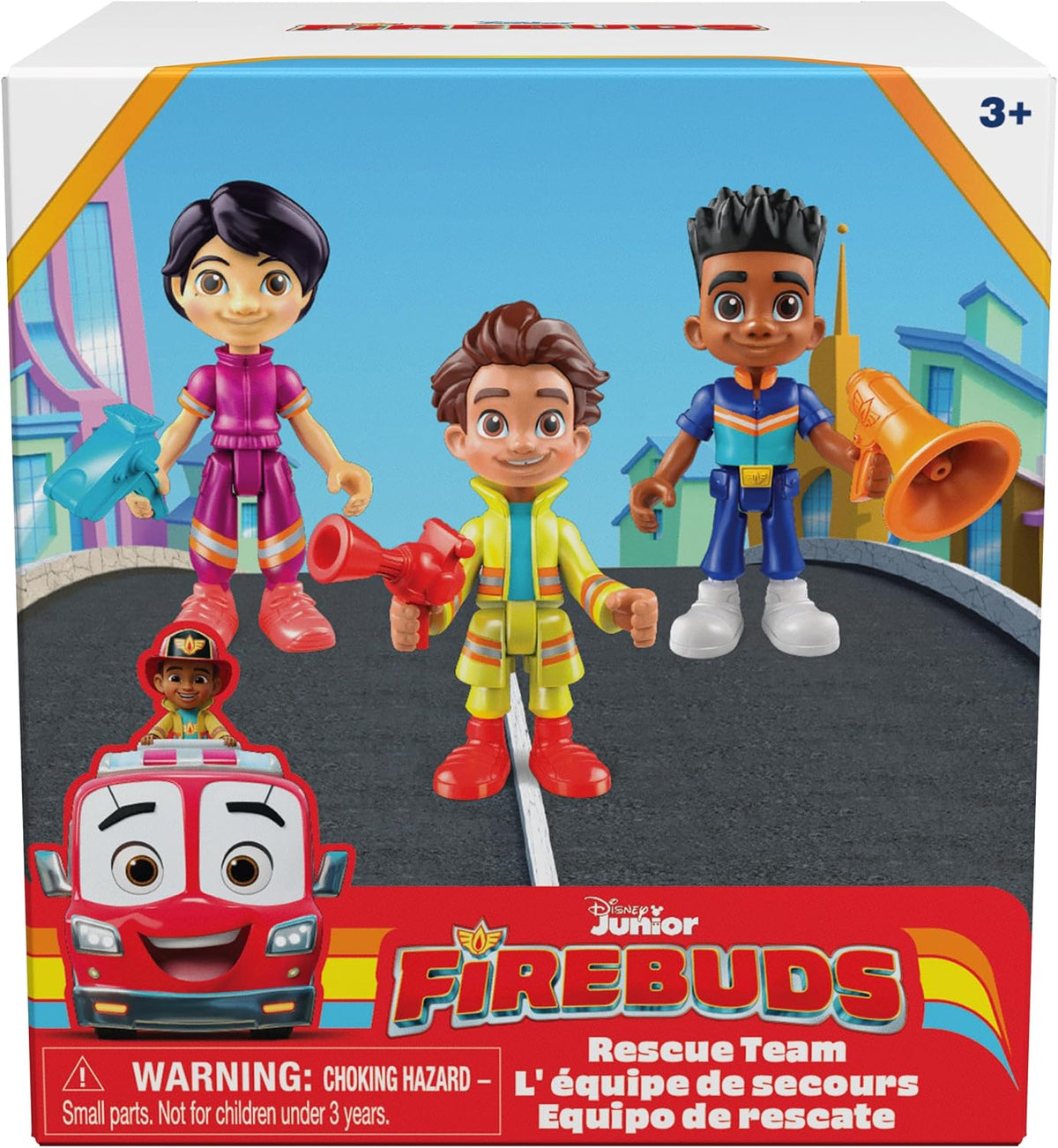Disney Junior Firebuds Action Figures Gift Pack with 3 Collectible Kids Toys: Bo, Jayden and Violet and Accessories, for Ages 3 and up