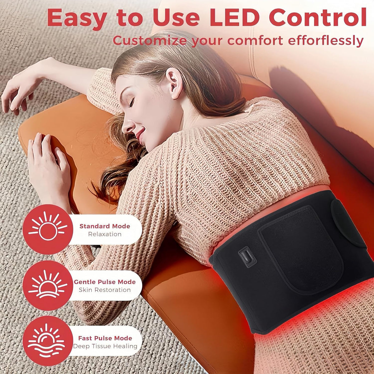 Red Light Belt for Stomach Fat,Red Light Therapy Belt, Infrared Light Therapy & Red Light Therapy for Body – Near Infrared Lipo Belt for Home Slimming, Waist Trimming & Muscle Comfort